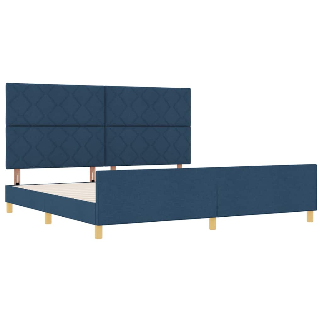 Struttura del letto con testiera Blu 200 x 200 cm Tessuto