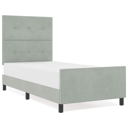 Letto a molle con testiera Grigio chiaro 80 x 200 cm Velluto