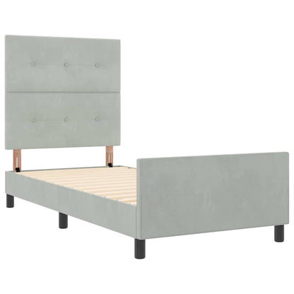 Letto a molle con testiera Grigio chiaro 80 x 200 cm Velluto