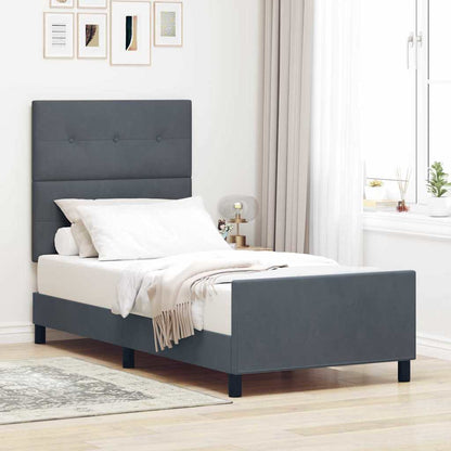 Letto a molle con testiera Grigio scuro 80 x 200 cm Velluto