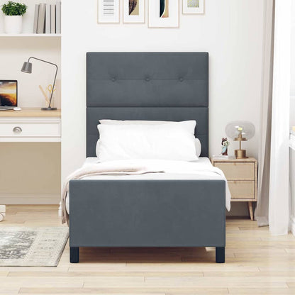Letto a molle con testiera Grigio scuro 80 x 200 cm Velluto