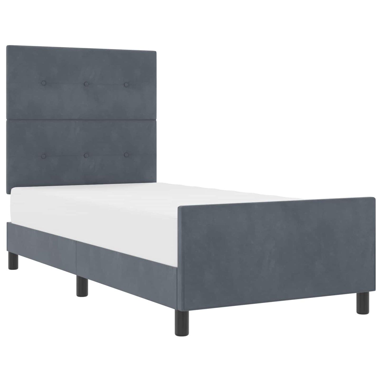 Letto a molle con testiera Grigio scuro 80 x 200 cm Velluto