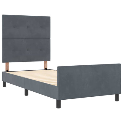 Letto a molle con testiera Grigio scuro 80 x 200 cm Velluto