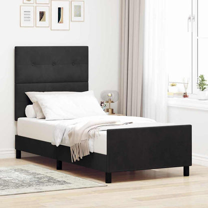 Letto a molle con testiera Nero 80 x 200 cm Velluto