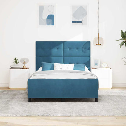 Letto a molle con testiera Blu Scuro 140 x 190 cm Velluto