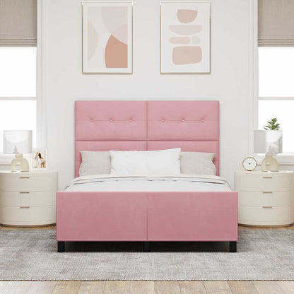 Letto a molle con testiera Rosa 140 x 190 cm Velluto