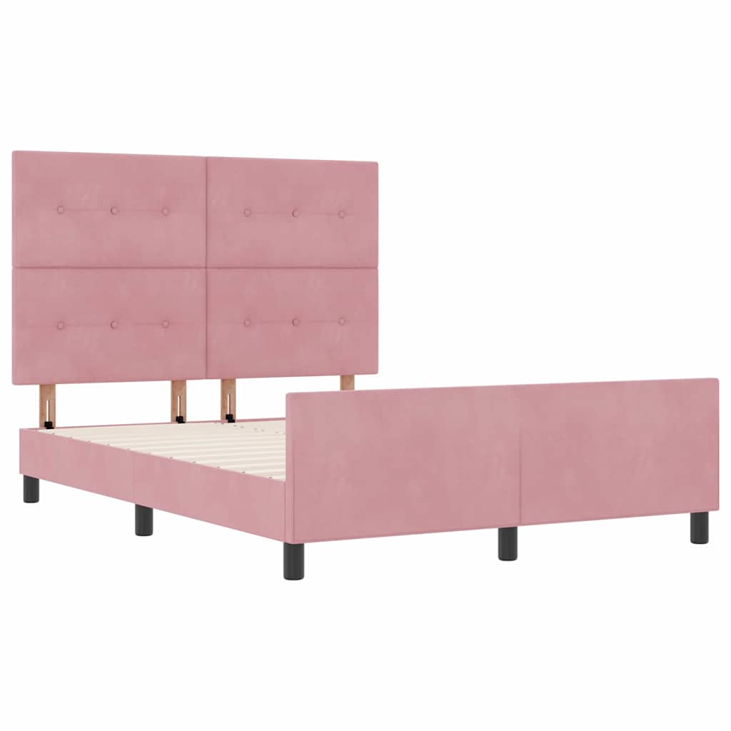Letto a molle con testiera Rosa 140 x 190 cm Velluto