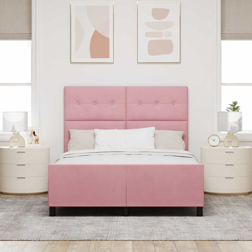 Letto a molle con testiera Rosa 140 x 200 cm Velluto