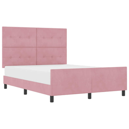 Letto a molle con testiera Rosa 140 x 200 cm Velluto