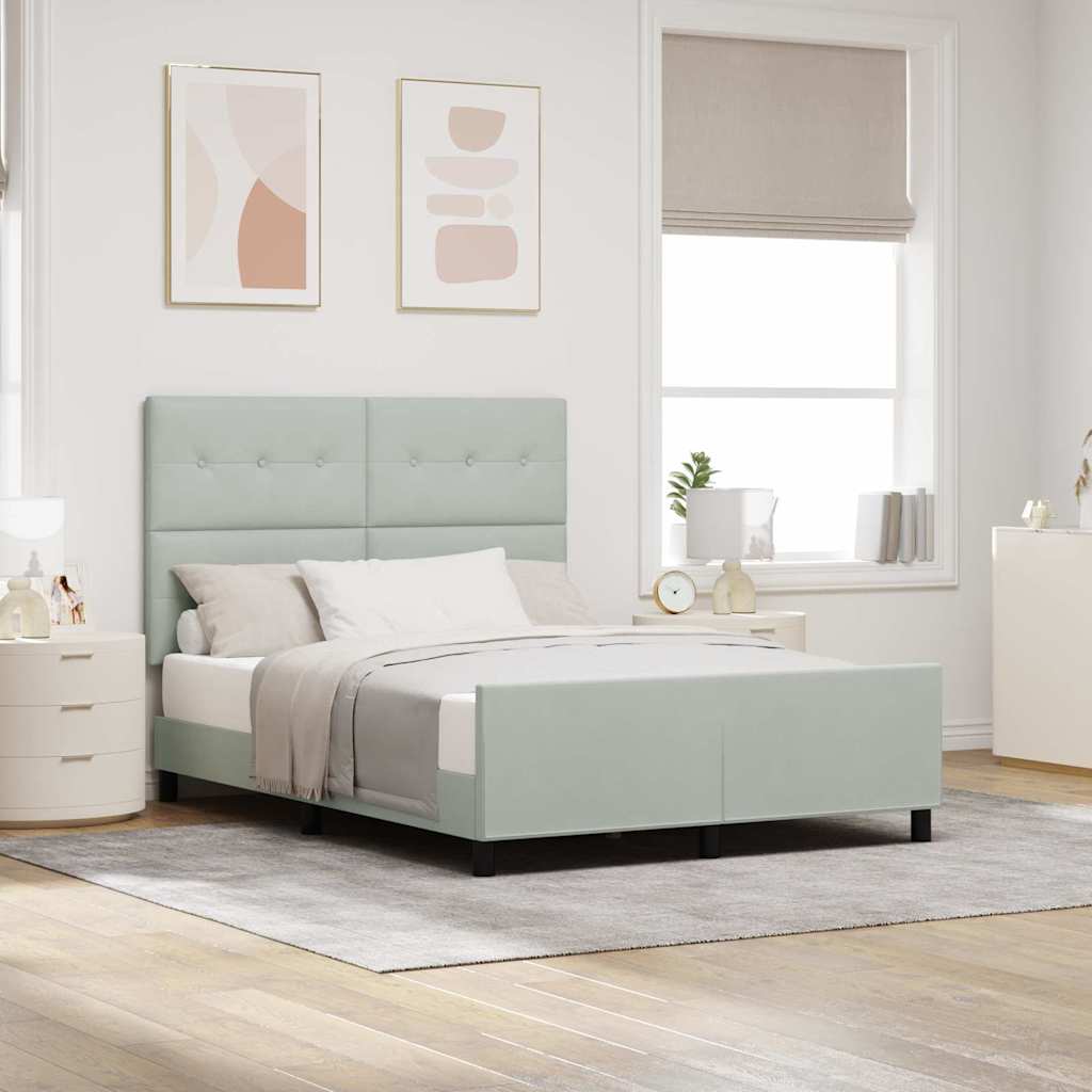Letto a molle con testiera Grigio chiaro 160 x 200 cm Velluto