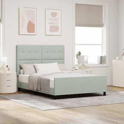 Letto a molle con testiera Grigio chiaro 160 x 200 cm Velluto