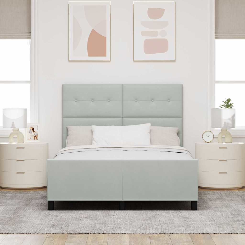 Letto a molle con testiera Grigio chiaro 160 x 200 cm Velluto