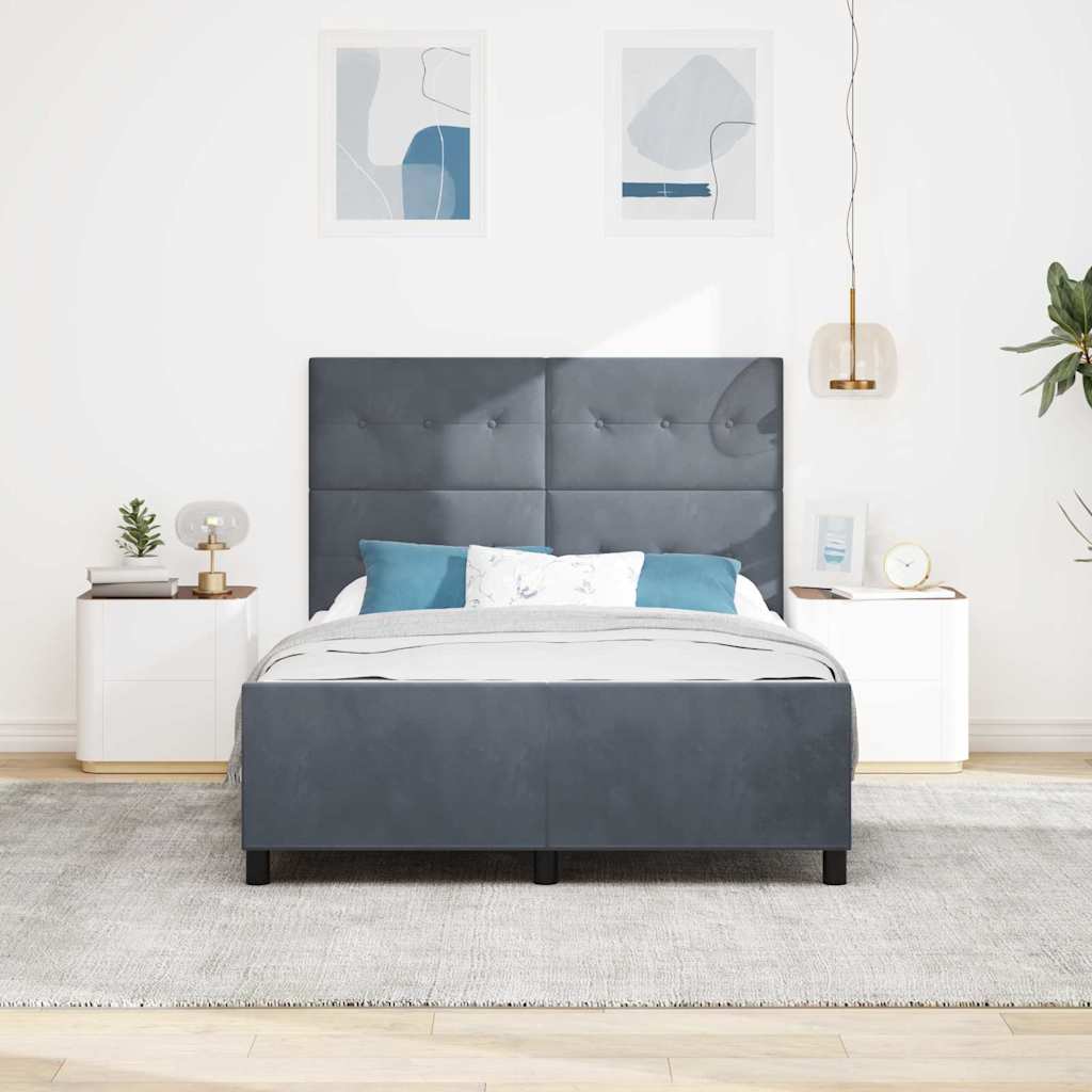 Letto a molle con testiera Grigio scuro 160 x 200 cm Velluto
