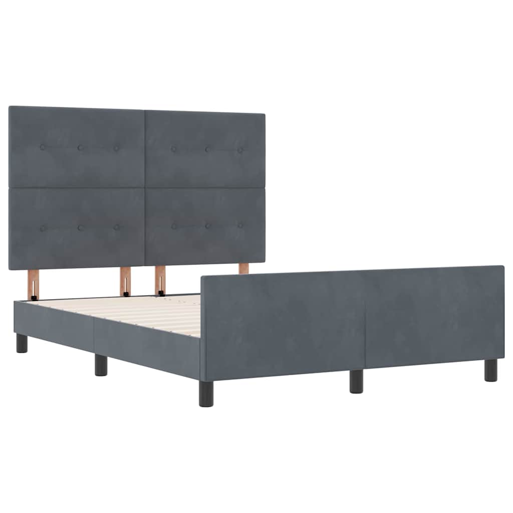 Letto a molle con testiera Grigio scuro 160 x 200 cm Velluto