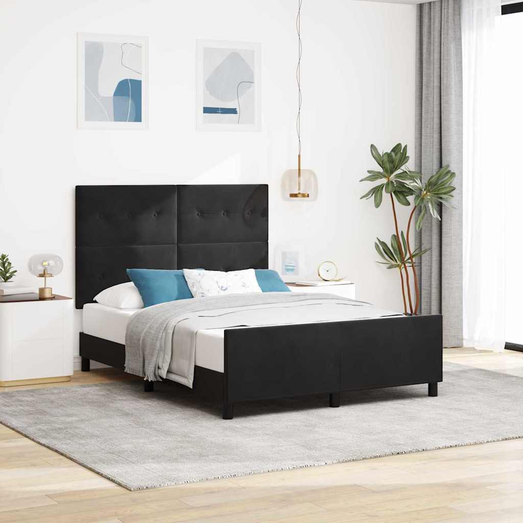 Letto a molle con testiera Nero 160 x 200 cm Velluto