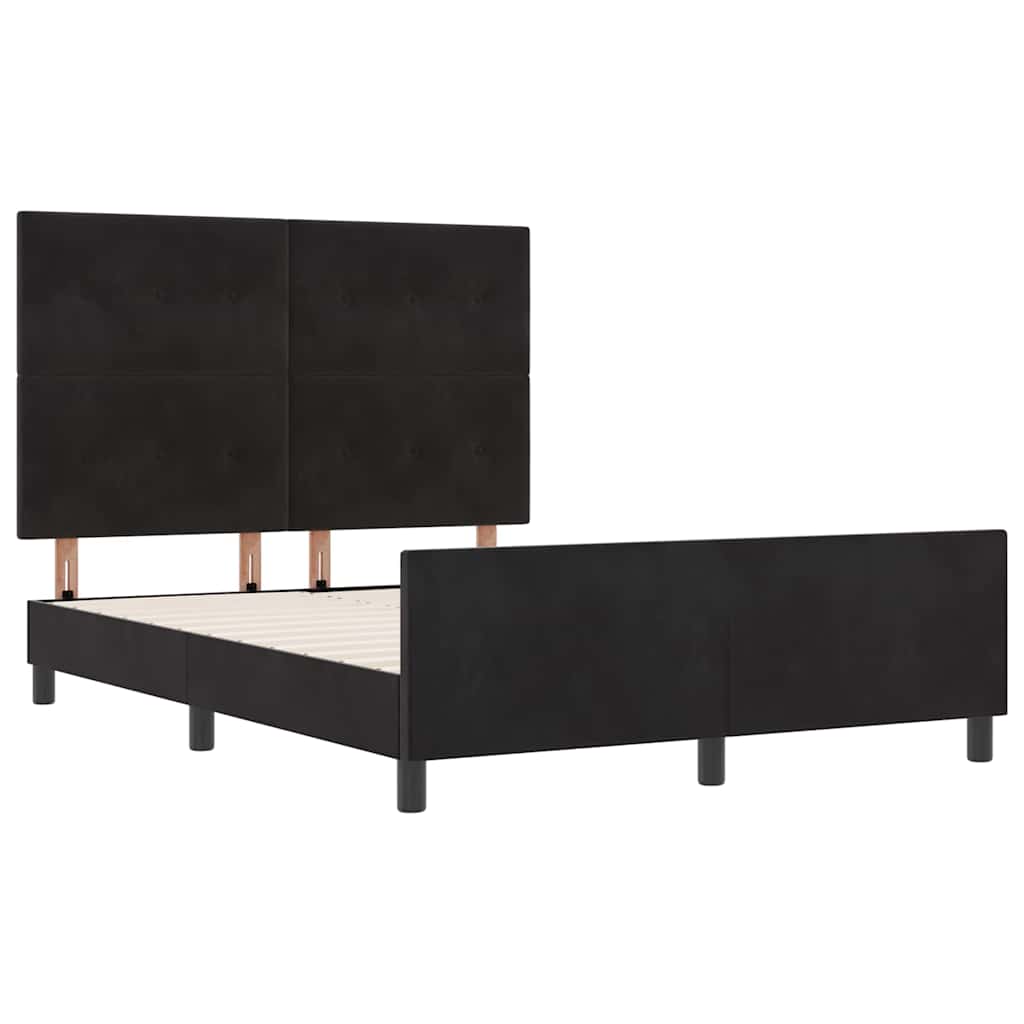 Letto a molle con testiera Nero 160 x 200 cm Velluto