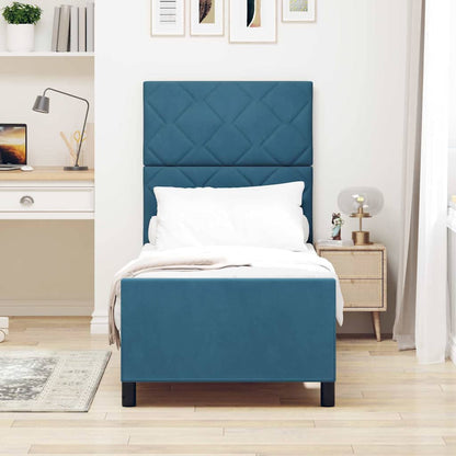 Letto a molle con testiera Blu Scuro 80 x 200 cm Velluto