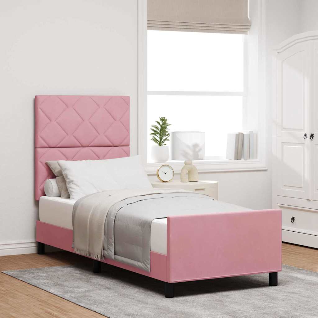 Letto a molle con testiera Rosa 80 x 200 cm Velluto