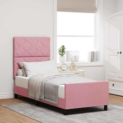 Letto a molle con testiera Rosa 80 x 200 cm Velluto