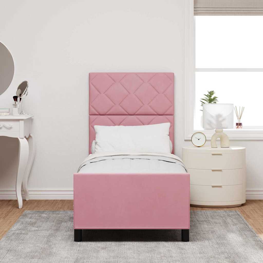 Letto a molle con testiera Rosa 80 x 200 cm Velluto