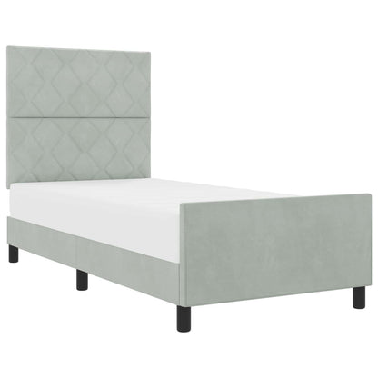 Letto a molle con testiera Grigio chiaro 90 x 190 cm Velluto