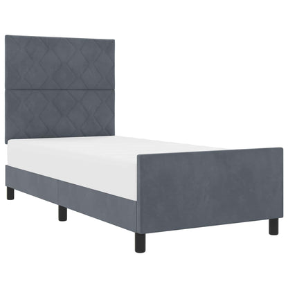 Letto a molle con testiera Grigio scuro 90 x 190 cm Velluto