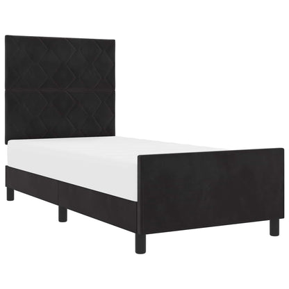 Letto a molle con testiera Nero 90 x 190 cm Velluto