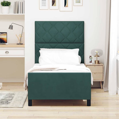 Letto a molle con testiera Verde Scuro 90 x 190 cm Velluto