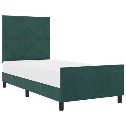 Letto a molle con testiera Verde Scuro 90 x 190 cm Velluto
