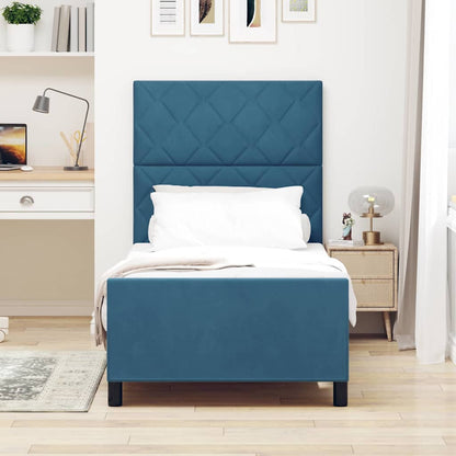Letto a molle con testiera Blu Scuro 90 x 190 cm Velluto