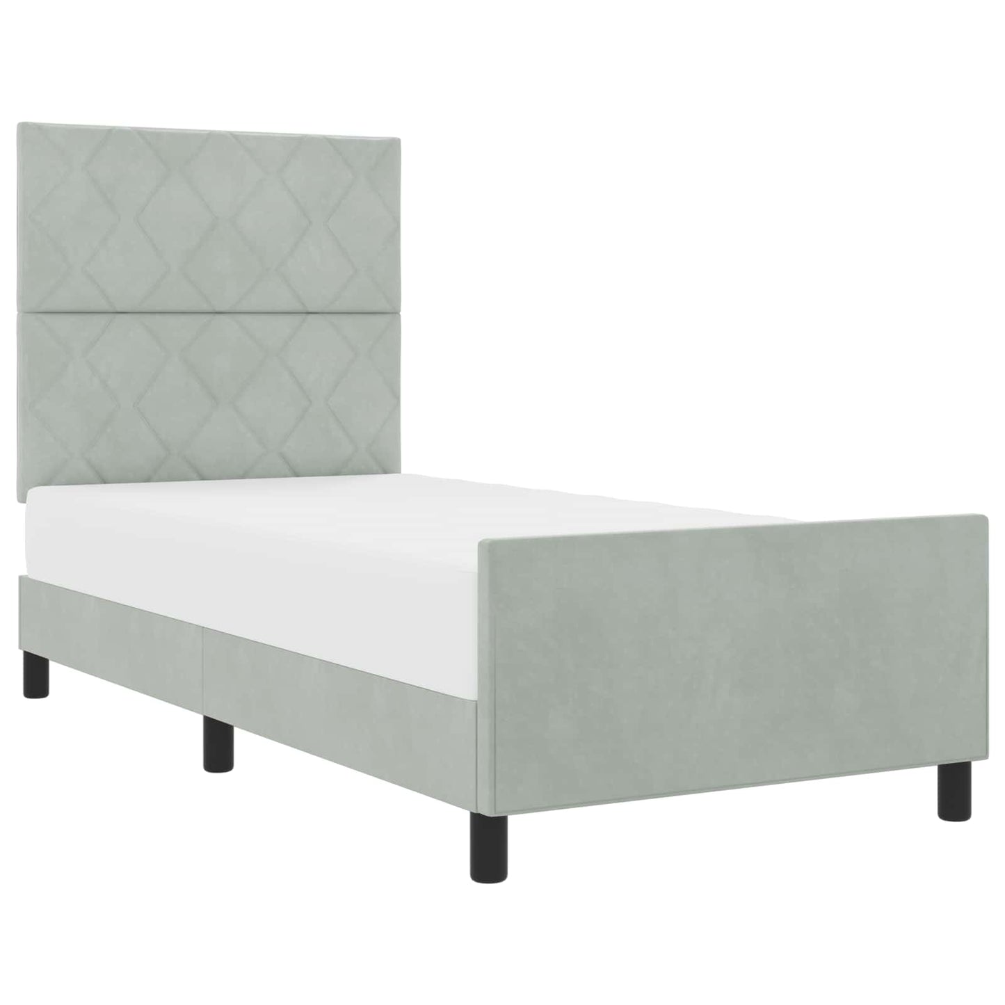 Letto a molle con testiera Grigio chiaro 90 x 200 cm Velluto