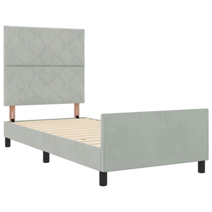Letto a molle con testiera Grigio chiaro 90 x 200 cm Velluto