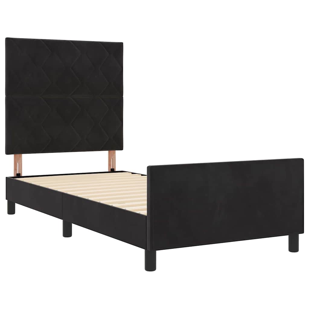 Letto a molle con testiera Nero 100 x 200 cm Velluto