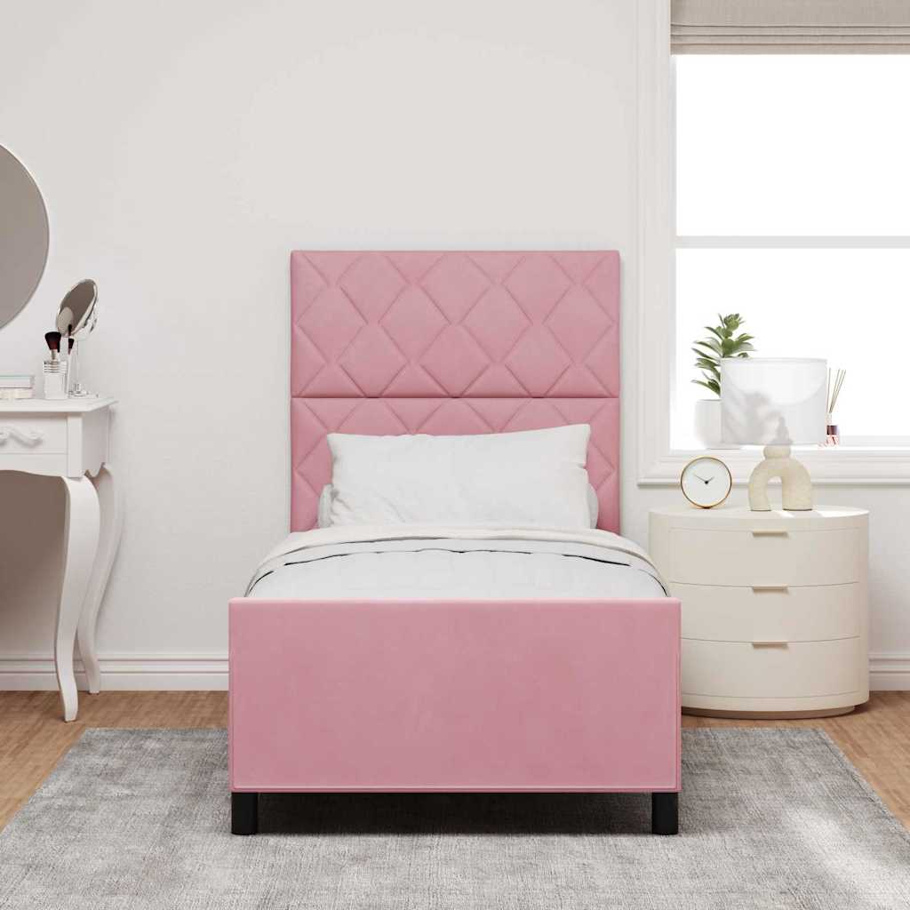 Letto a molle con testiera Rosa 100 x 200 cm Velluto