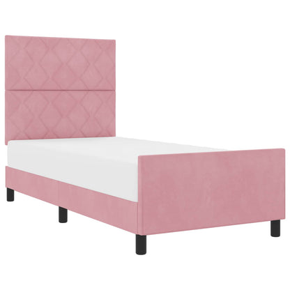 Letto a molle con testiera Rosa 100 x 200 cm Velluto