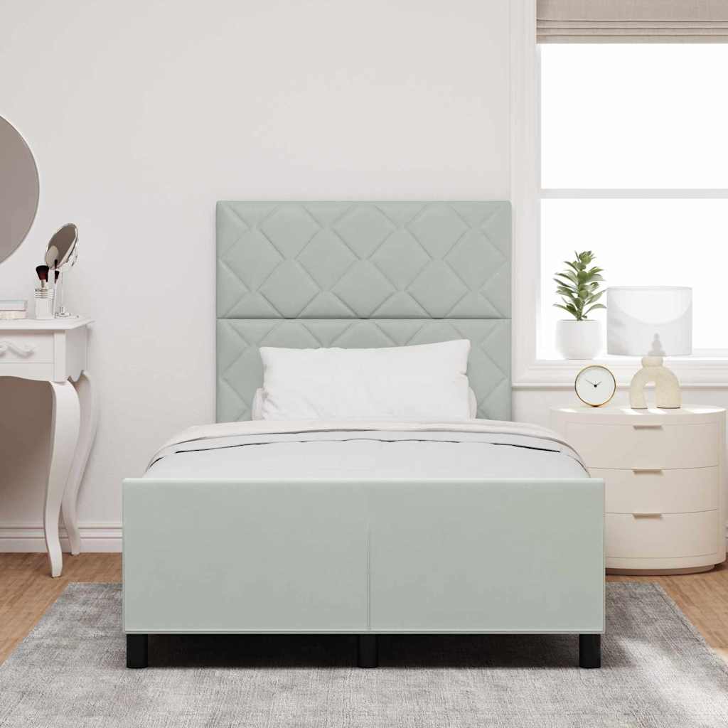 Letto a molle con testiera Grigio chiaro 120 x 190 cm Velluto