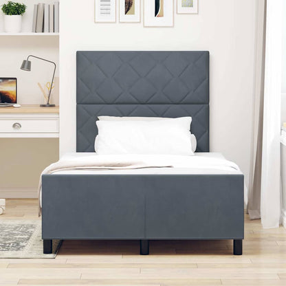 Letto a molle con testiera Grigio scuro 120 x 190 cm Velluto