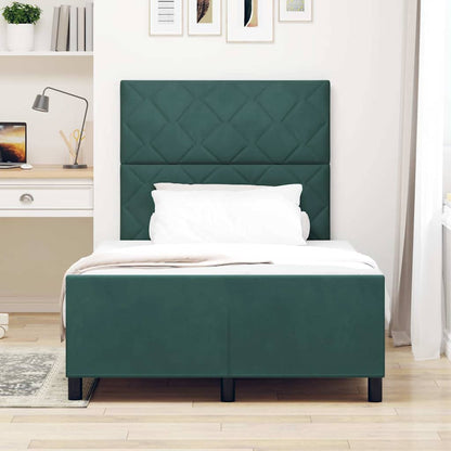 Letto a molle con testiera Verde Scuro 120 x 190 cm Velluto