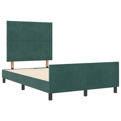 Letto a molle con testiera Verde Scuro 120 x 190 cm Velluto
