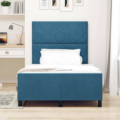 Letto a molle con testiera Blu Scuro 120 x 190 cm Velluto