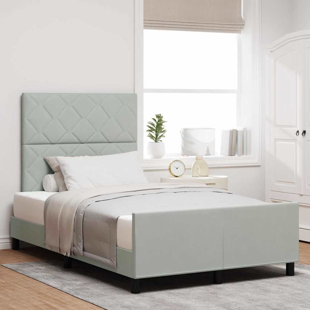 Letto a molle con testiera Grigio chiaro 120 x 200 cm Velluto