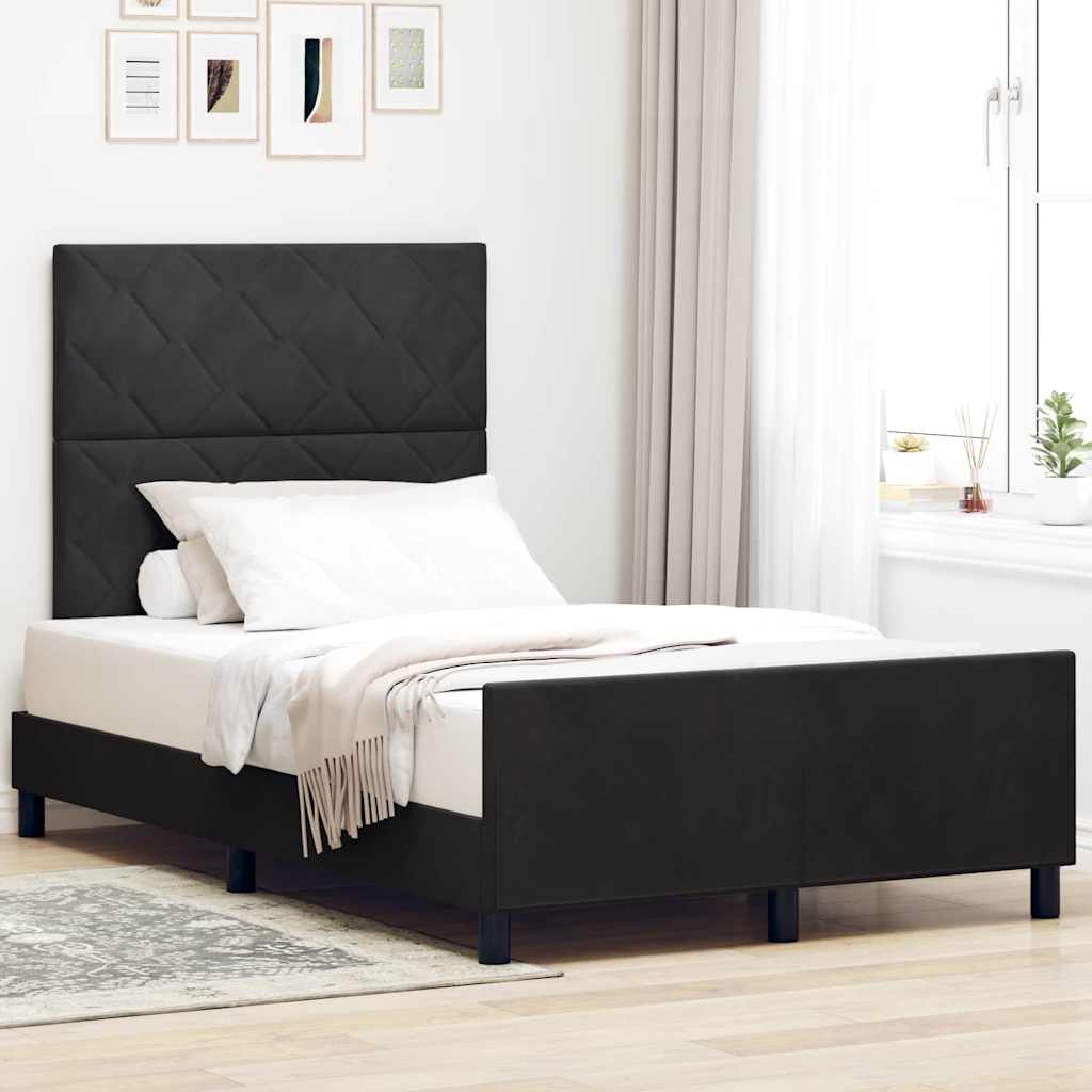 Letto a molle con testiera Nero 120 x 200 cm Velluto