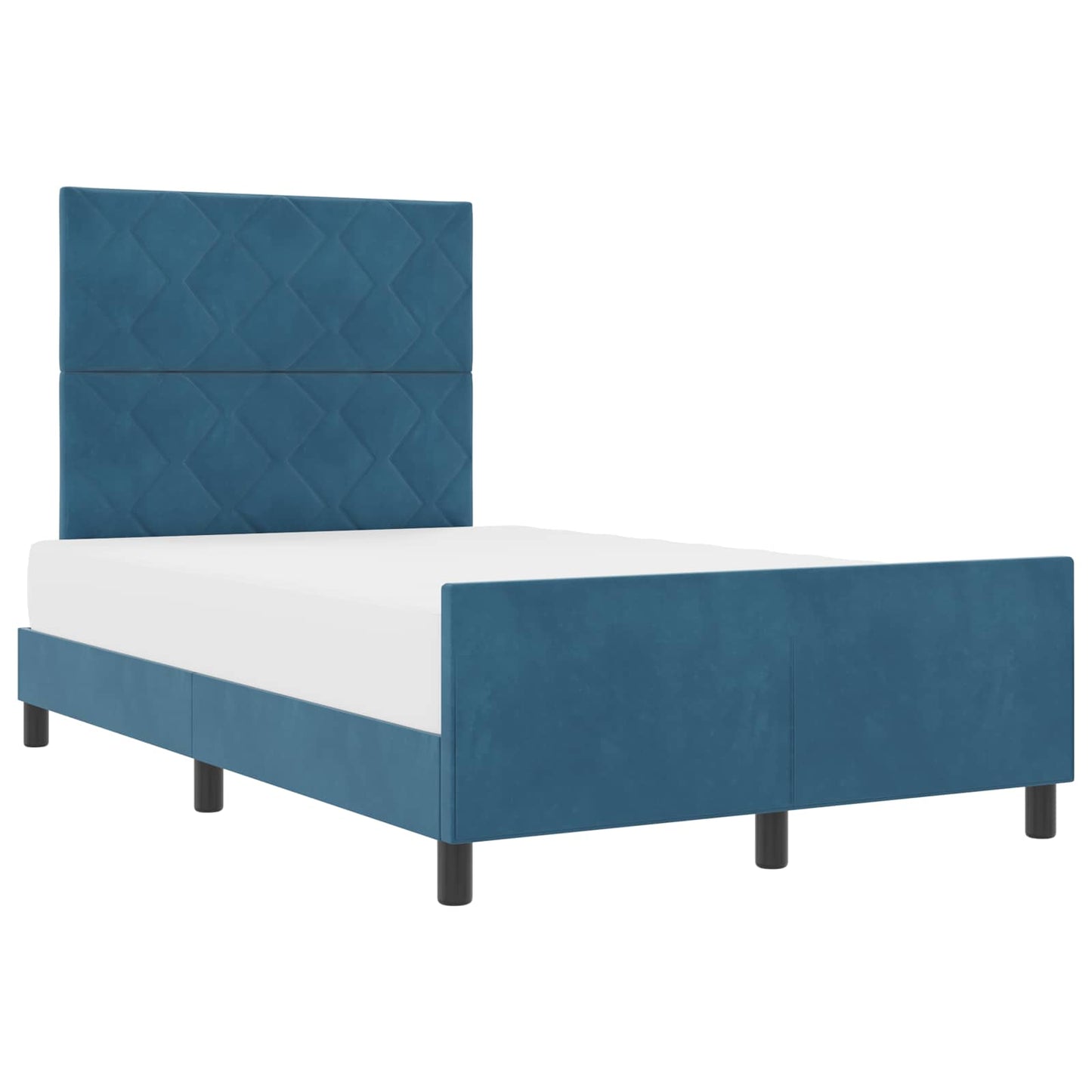 Letto a molle con testiera Blu Scuro 120 x 200 cm Velluto