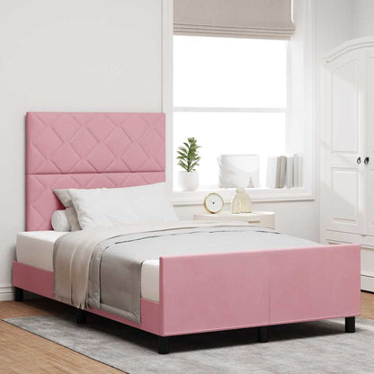 Letto a molle con testiera Rosa 120 x 200 cm Velluto