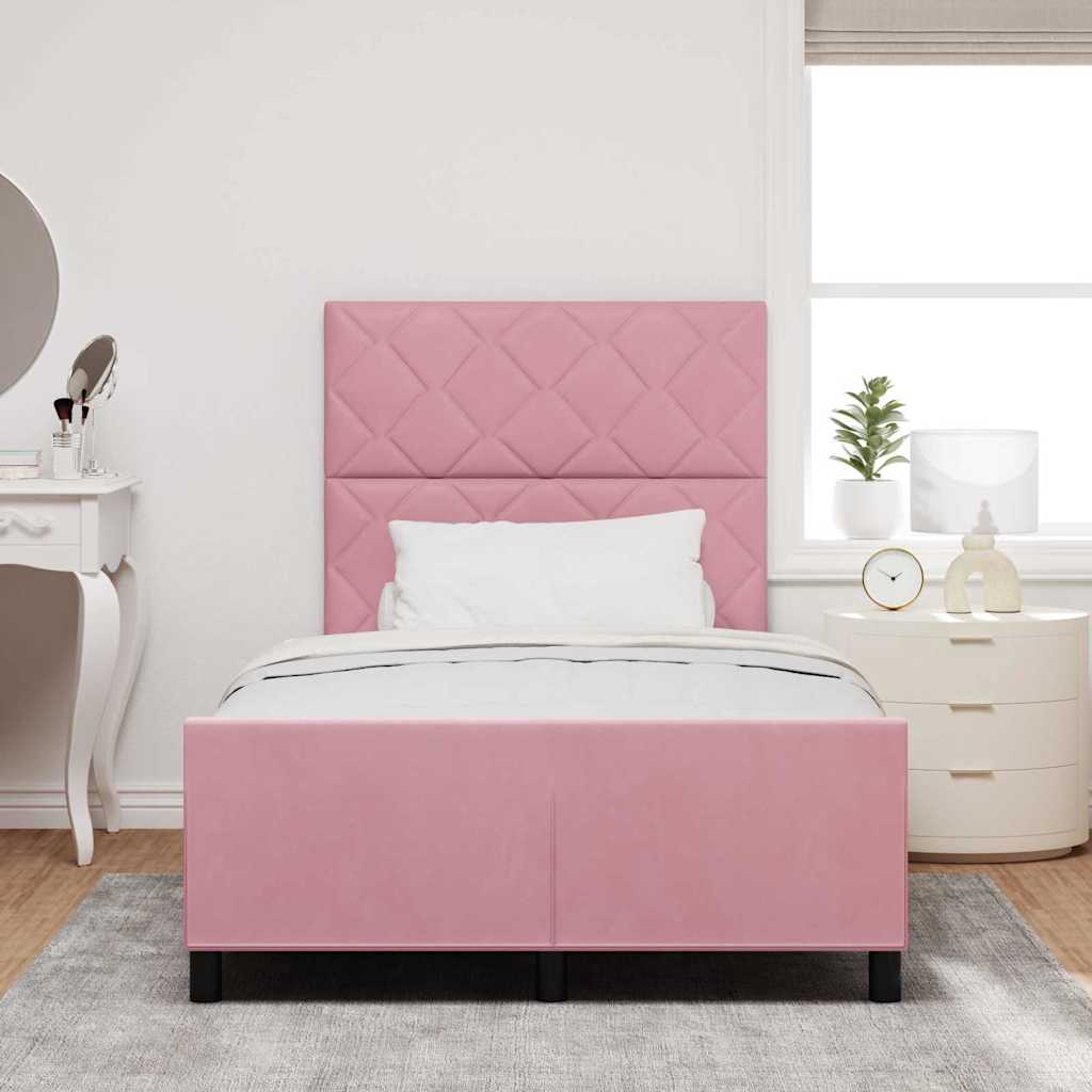 Letto a molle con testiera Rosa 120 x 200 cm Velluto