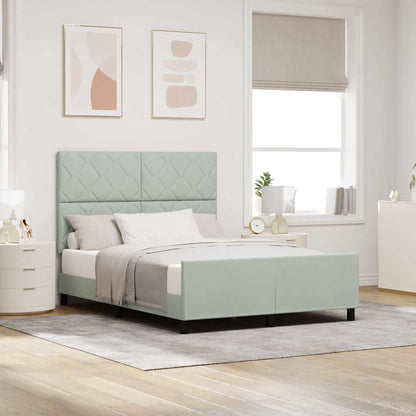 Letto a molle con testiera Grigio chiaro 140 x 190 cm Velluto