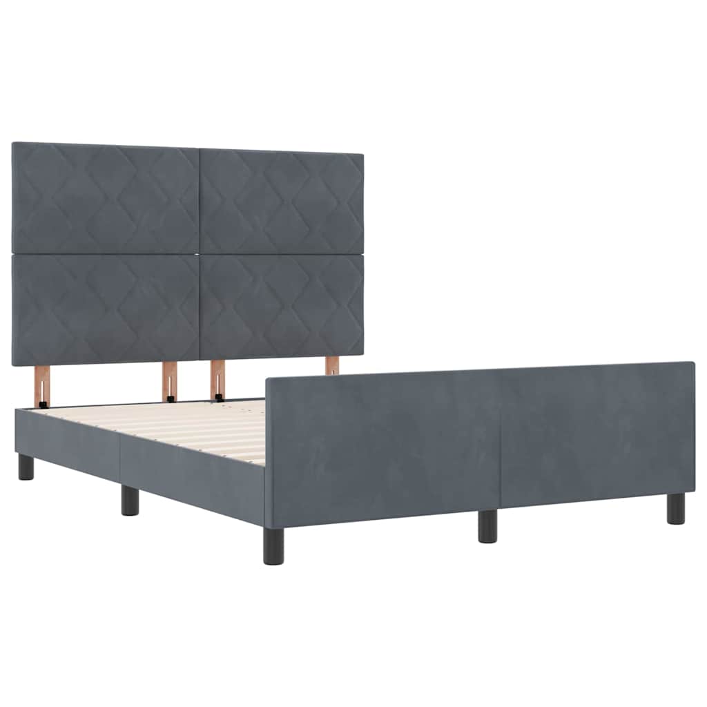 Letto a molle con testiera Grigio scuro 140 x 190 cm Velluto
