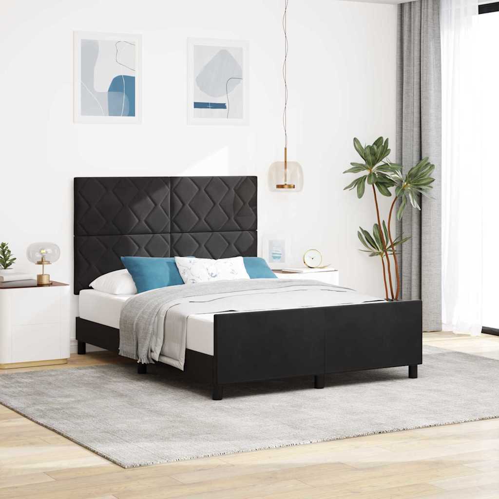 Letto a molle con testiera Nero 140 x 190 cm Velluto