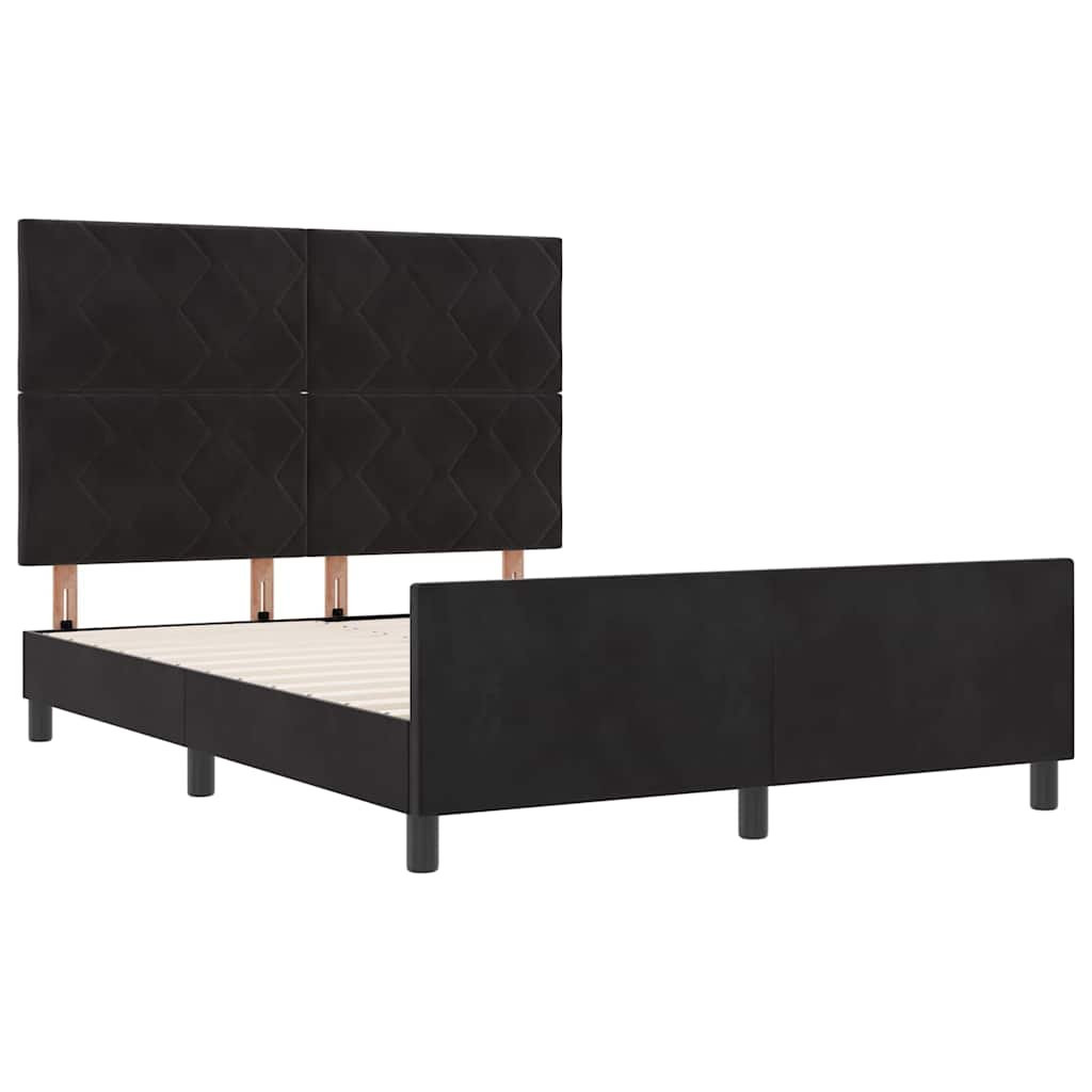 Letto a molle con testiera Nero 140 x 190 cm Velluto