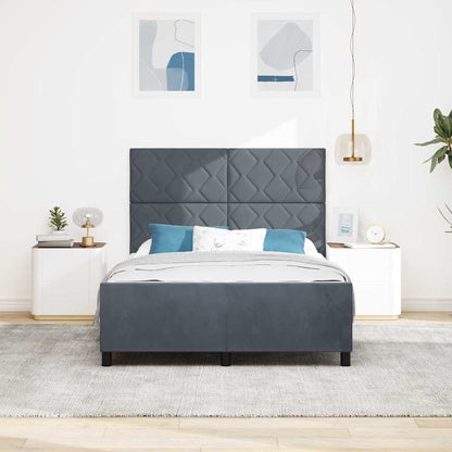 Letto a molle con testiera Grigio scuro 140 x 200 cm Velluto